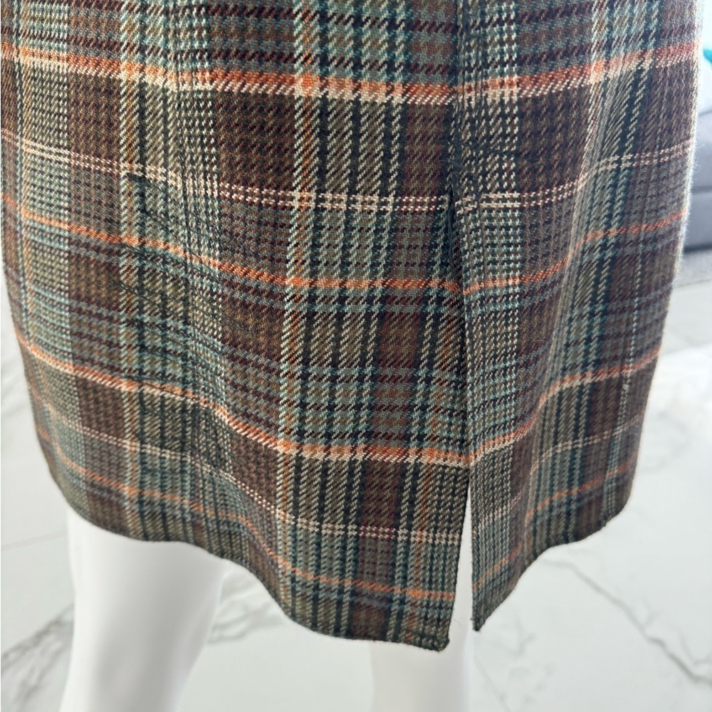 B B Dakota Plaid Pea Coat Size Small lined Green - Picture 11 of 17